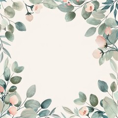 Fototapeta premium Flower and leaves square border pattern backgrounds plant.