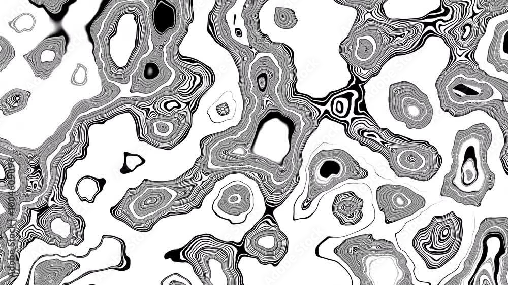 Poster Animated wavy line motion graphic background. Seamless looped Abstract motion graphic, Abstract moving topographic map lines. Moving wavy line striped
