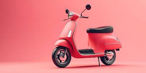 pink electric scooter isolated on pink background, emphasizing eco-friendliness and urban mobility.ideal advertising campaigns, product showcases, and branding materials, generative ai