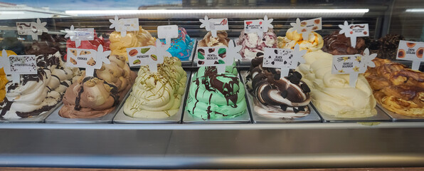 Different flavors of italian ice cream at Italy