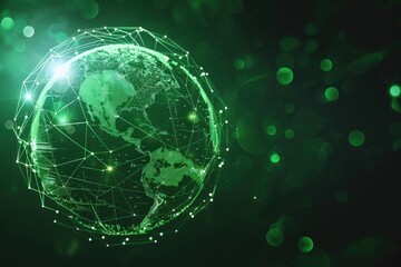 Obraz premium A globe with a network of lines surrounding it, generative ai image