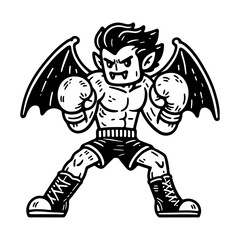 vampire boxer with wings funny Halloween sketch
