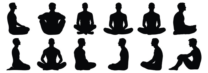 Sitting man silhouette set vector design big pack of man illustration and icon