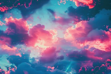A colorful sky with pink clouds and blue sky, generative ai image