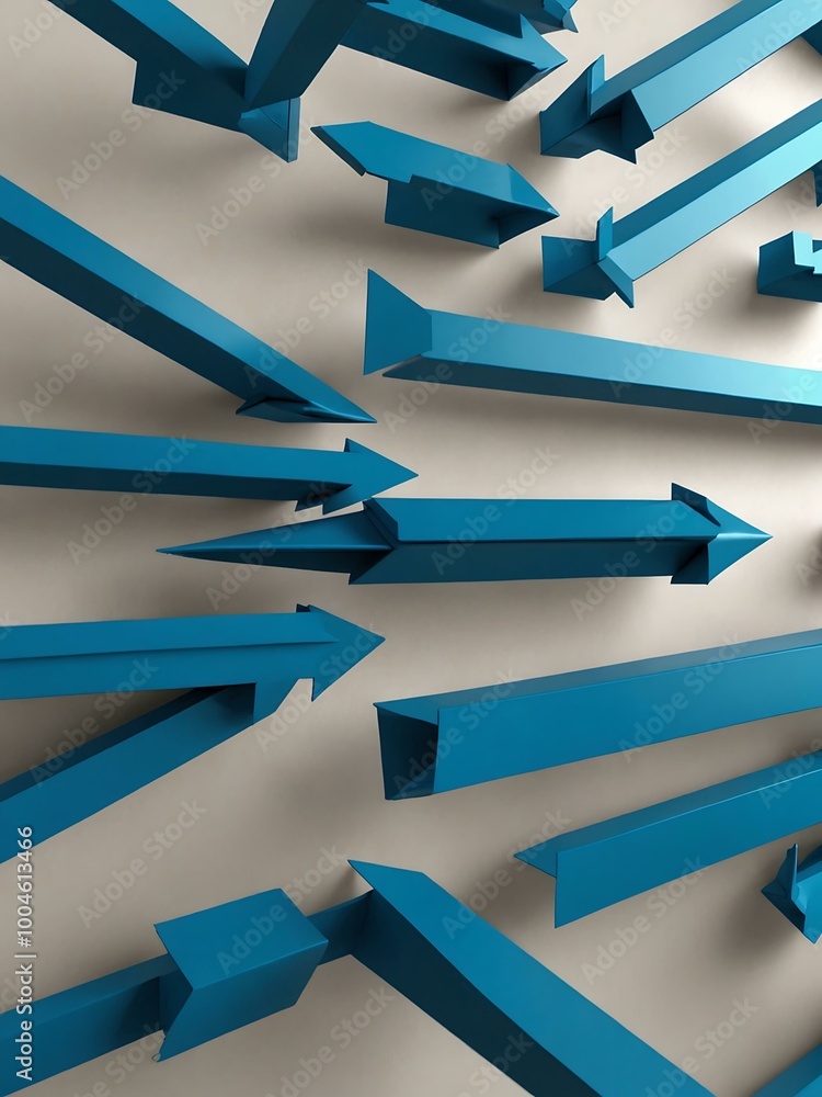 Poster arrow animation in cyan on a white background.