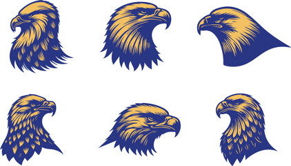 eagle head vector illustration set