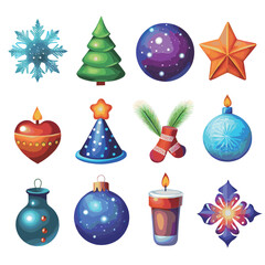 Merry Christmas element collection on white background	