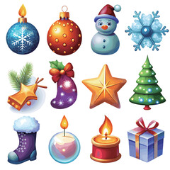 Merry Christmas element collection on white background	