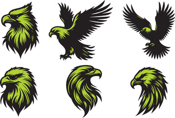 eagle head vector illustration set