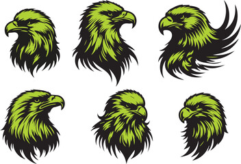 eagle head vector illustration set
