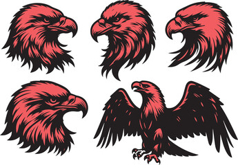 eagle head vector illustration set