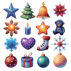 Merry Christmas element collection on white background	