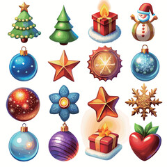 Merry Christmas element collection on white background	