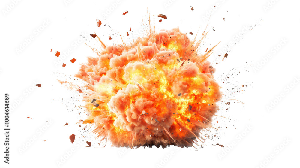 Poster a vibrant explosion with fiery colors and dynamic effects, illustrating energy and power in a dramat
