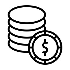 Coin Vector Line Icon Design