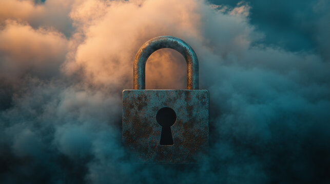Padlock Engulfed in Cloud - cloud storage