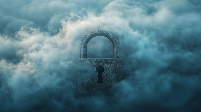 Padlock Engulfed in Cloud - cyber security