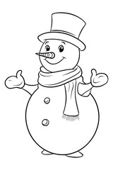 Happy Snowman Coloring Page for Kids for coloring books