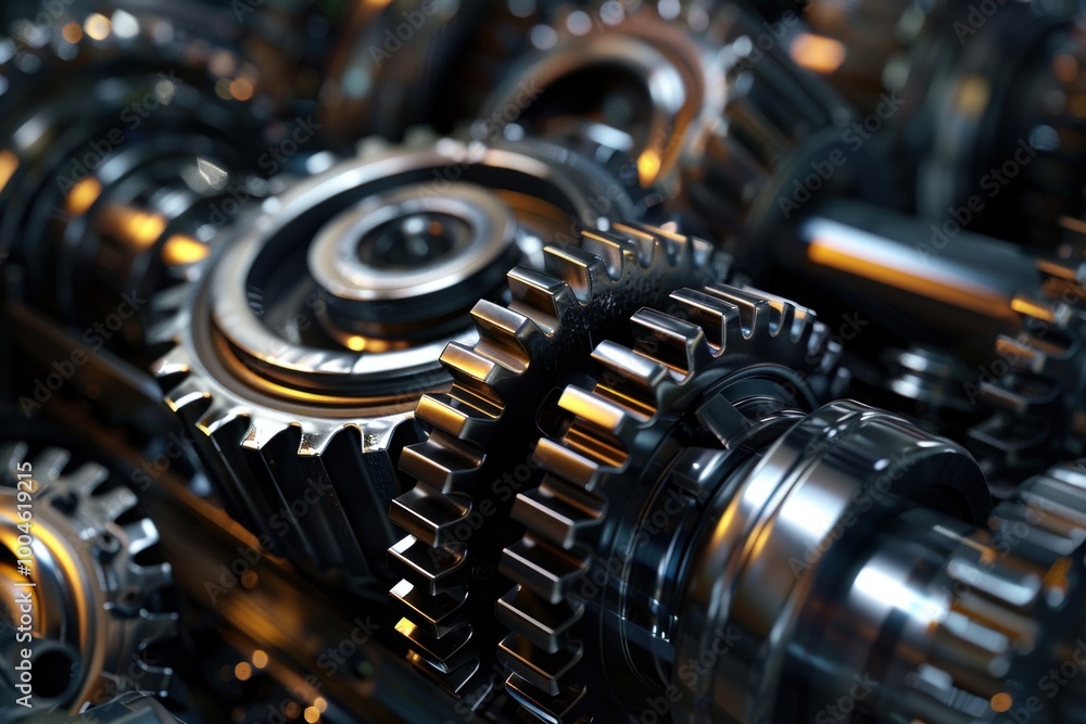Poster gears and cogs machine device grass.