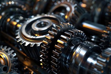 Fototapeta premium Gears and cogs machine device grass.