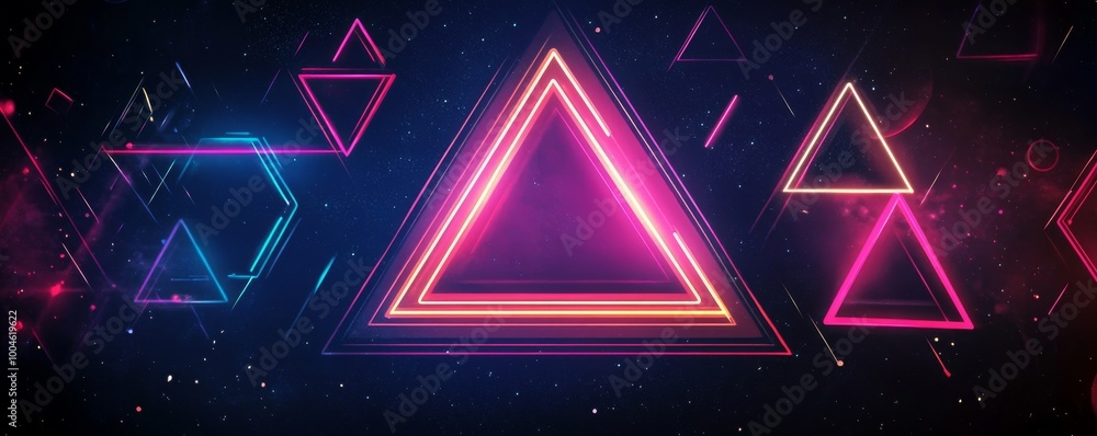 Canvas Prints Neon triangles forming futuristic background design