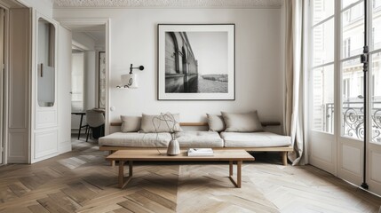 Modern Living Room with Wooden Floors and a View