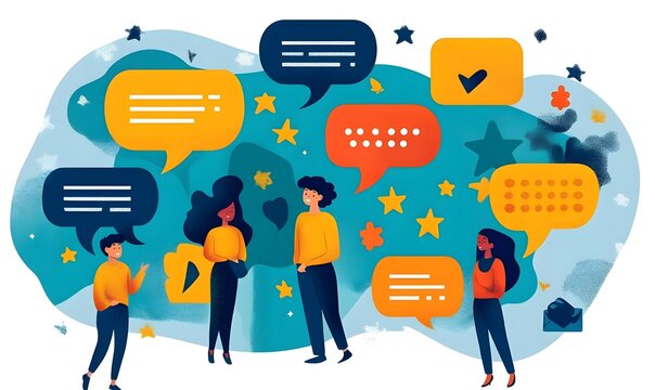 a collection of customer testimonials, with stylized speech bubbles and quote boxes filled with positive feedback from satisfied customers, generative ai