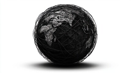 Abstract globe illustration, representing global vision and mission, with interconnected lines and minimalist design