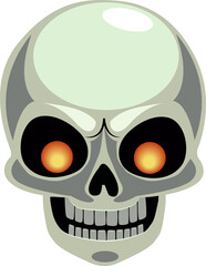 Halloween Evil Skull with Glowing Eyes Illustration in PNG, Spooky and Sinister Design for Halloween Decor and Horror Themes