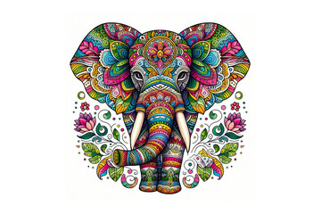 Obraz premium colorful Elephant mandala design, white background