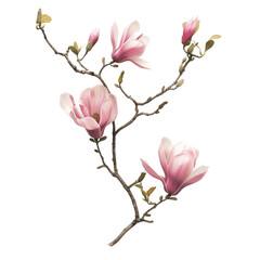 Obraz premium Pink Magnolia Blossoms on a Branch