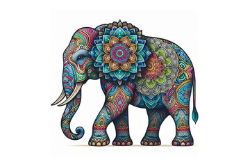 Fototapeta premium colorful Elephant mandala design, white background