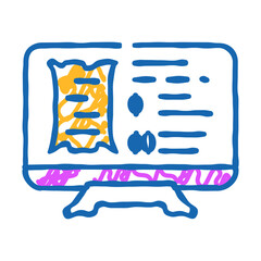 watching documentary doodle icon sketch vector. watching documentary sign. isolated symbol illustration