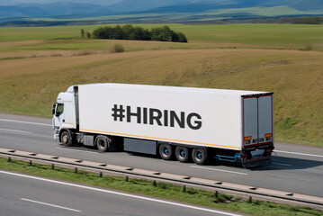Hashtag Hiring On Moving White Trailer Cargo Truck
