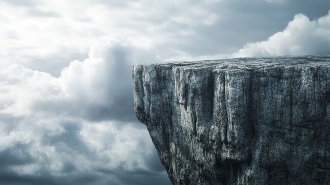 Gap of the abyss cliff edge on the gray cloudy sky, The challenge route for successful concept background