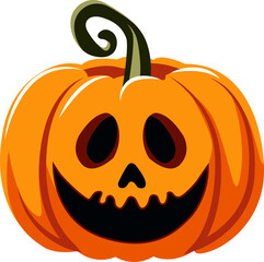 Cute Halloween Orange Pumpkin Illustration in PNG – Adorable Design for Fall Decor and Halloween Themes