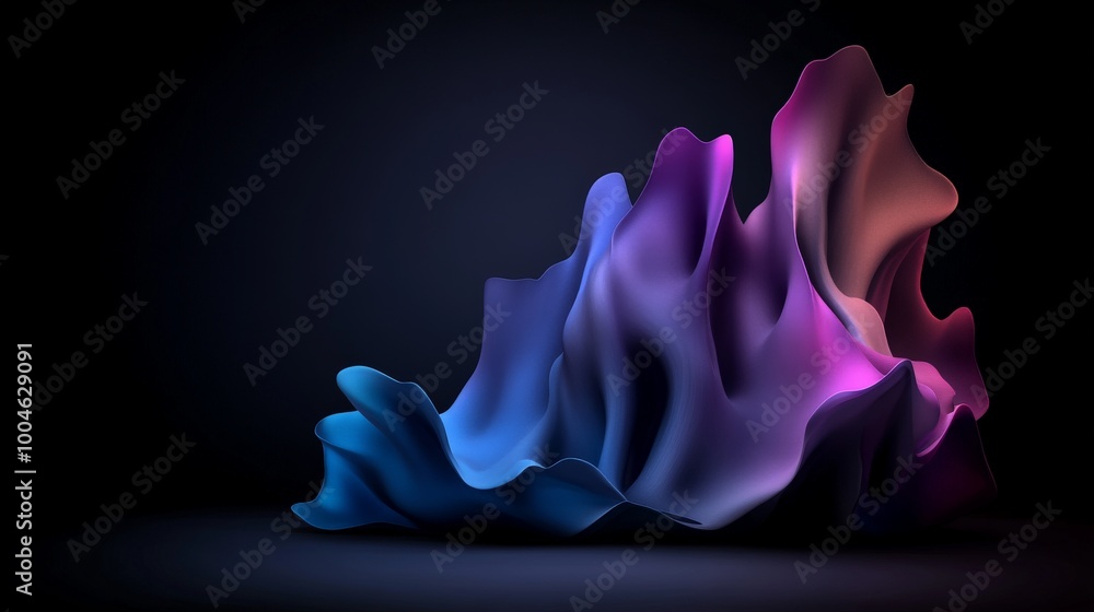 Poster abstract liquid form: a mesmerizing 3d rendering of a vibrant liquid form, its surface undulating an