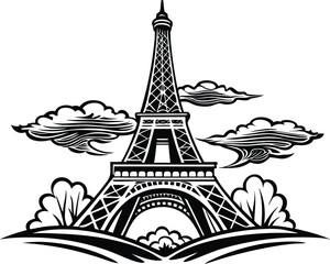 Fototapeta premium eiffel tower city silhouette vector file.