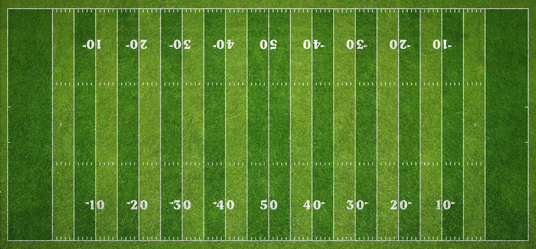 American football grass field, top view.	