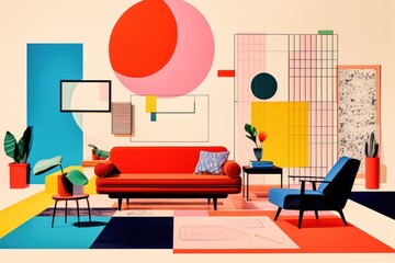 Living room art architecture furniture.
