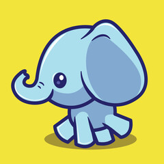 cute chibi vector elephant character with pose