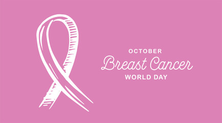Breast cancer day on pink. Vector Illustration.