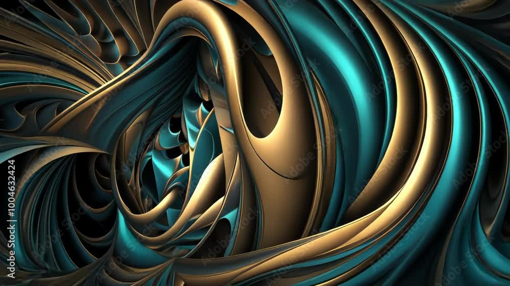 Poster An abstract visual featuring dynamic shapes and colors, suggesting fluidity and depth through intricate design