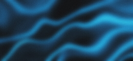 Obraz premium Blurred background of black blue waves with grainy texture