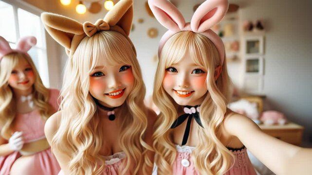 Blonde girls in twin fashion