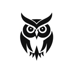 Fototapeta premium Owl logo icon animal black white.