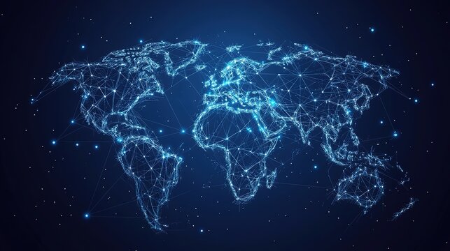 World geometric and earth for connection ,community and society Map networking and communication, planet model with decoration, abstract design or geometric link of business and global economy 