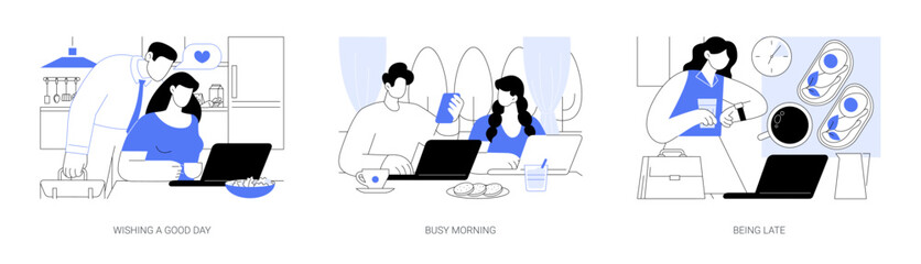 Busy morning isolated cartoon vector illustrations se