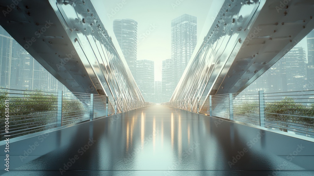 Poster vision of architecture of a 3d model bridge project