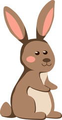Cute Brown Bunny Rabbit Illustration in PNG – Adorable Woodland Animal Design for Nature-Themed Projects and Children's Decor